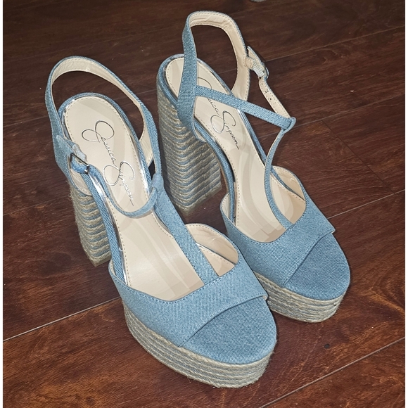 Jessica Simpson Shoes - Jessica Simpson Ameeka Womens Denim Peep-Toe Platform Heels, size 10M